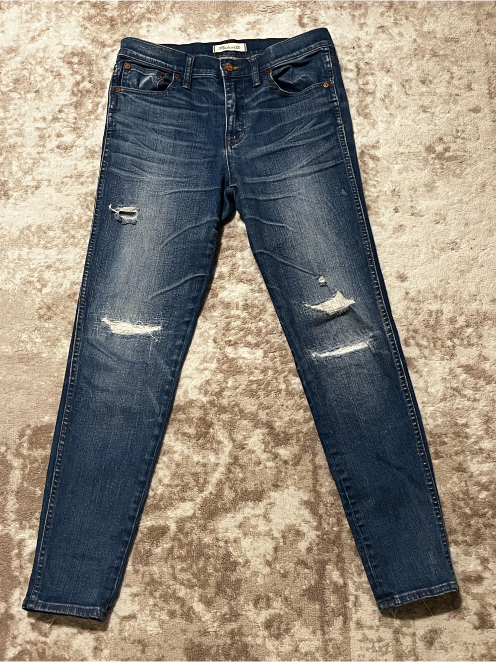 Madewell Women's 9" High Riser Skinny Skinny Jeans Size 28 Distressed Medium Was